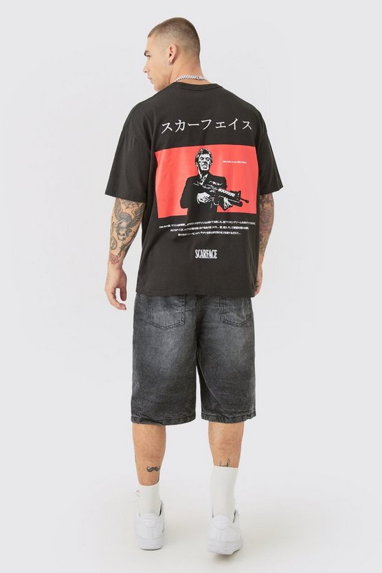 Oversize T-Shirt mit lizenziertem Scarface Anime Print