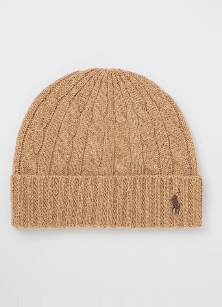 Berretto Ralph Lauren a trecce in misto lana, con logo
