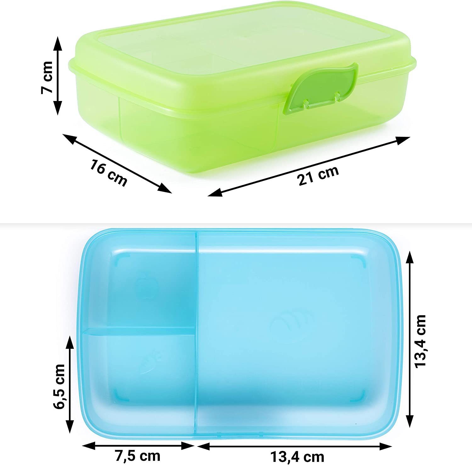 2friends Lunchbox 2er Set. Brotdose mit Fächern und Clickverschluss, Lunchbox, Kunststoff, (Set, 2-tlg., 2 Schraubdeckeldosen), Frühstücksbox, ohne BPA, grün und blau, 100% recyclebar