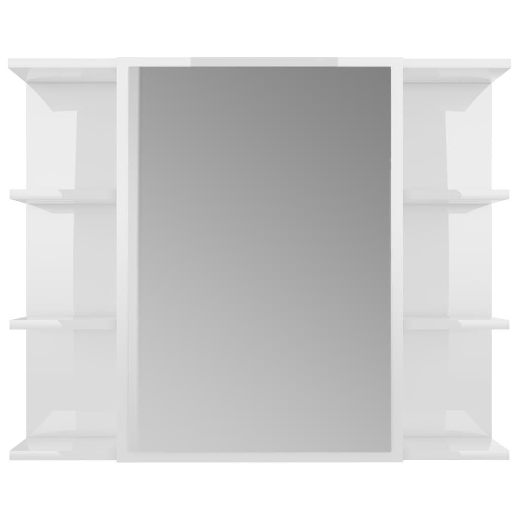 vidaXL Badezimmerspiegelschrank Bad-Spiegelschrank Hochglanz-Weiß 80x20,5x64 cm Holzwerkstoff (1-St)