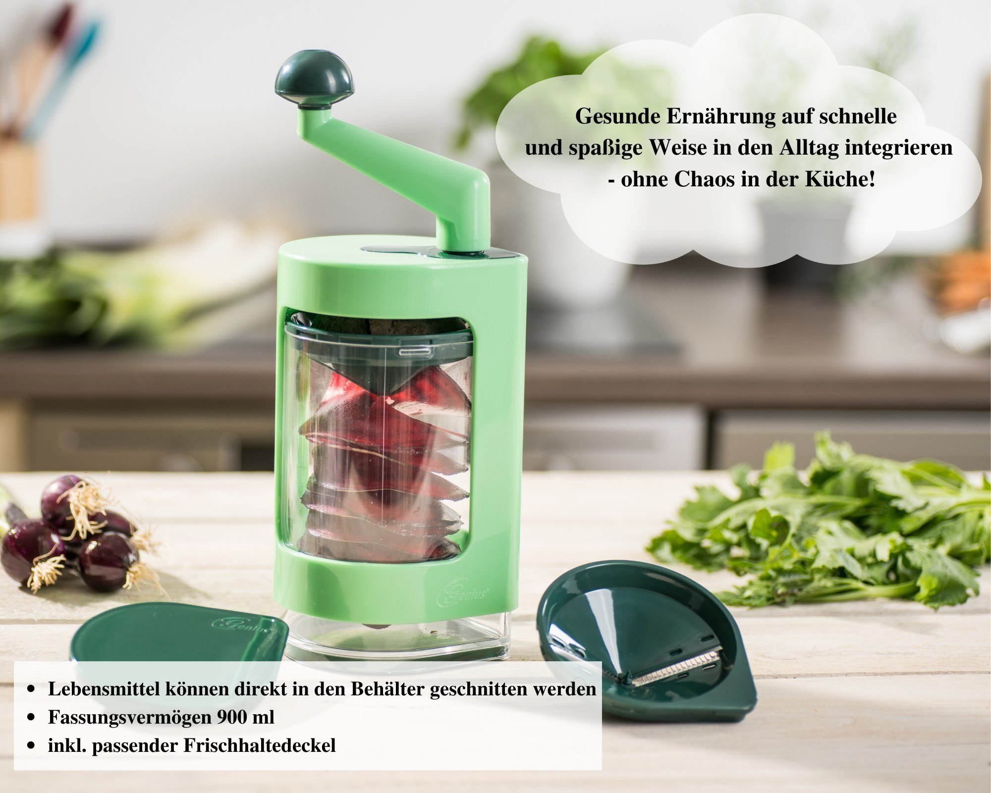 Genius Gemüseschneider Super Julietti 6 Teile, für Spiralen und Juliettis - für Zoodles, Gemüse, Low Carb-Pasta