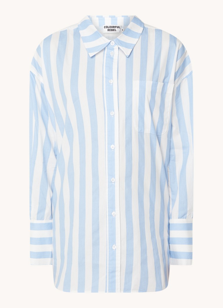 Colourful Rebel  Talia oversized blouse met streepprint en borstzak