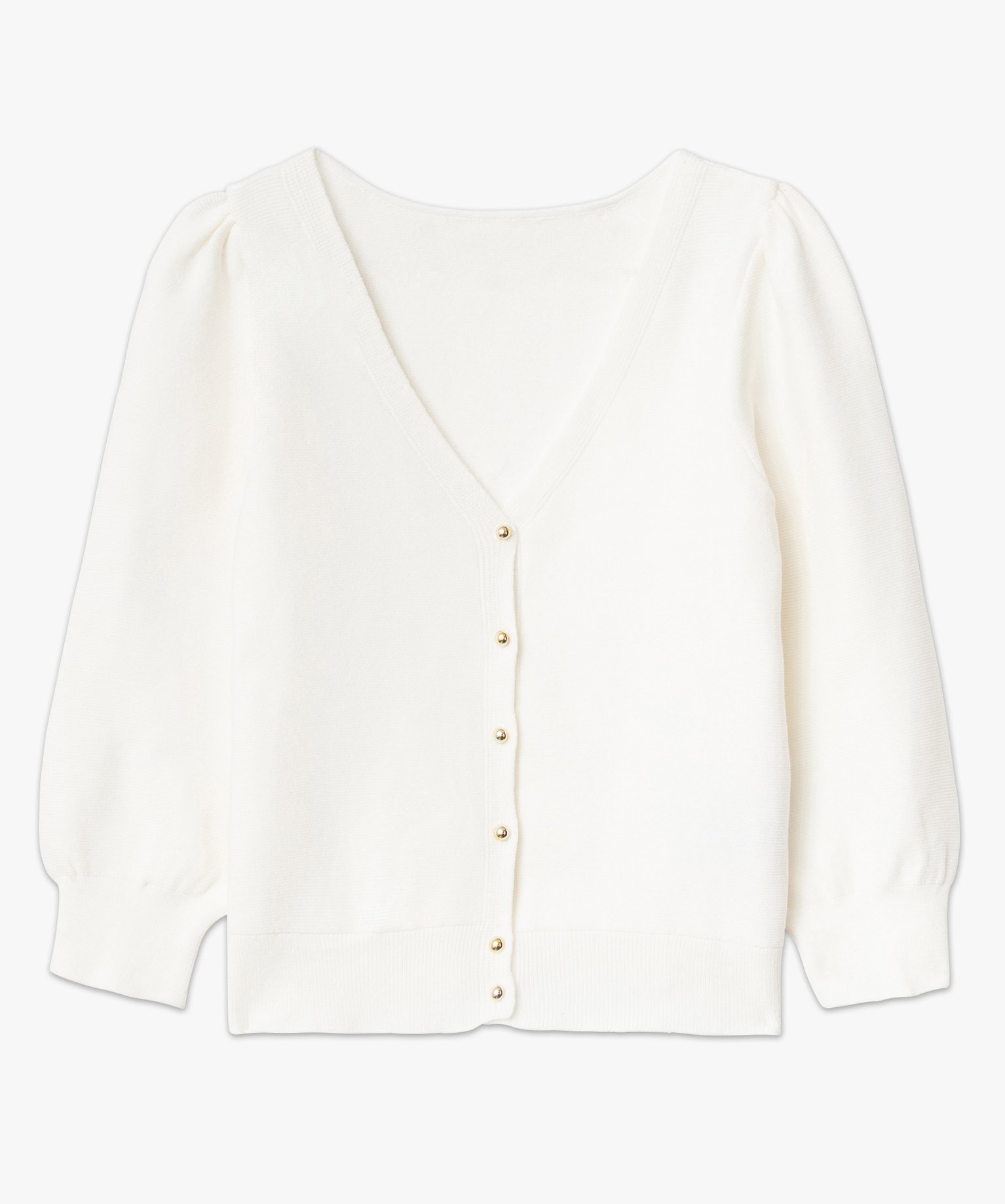 Gilet col V à manches bouffantes femme blanc | GEMO