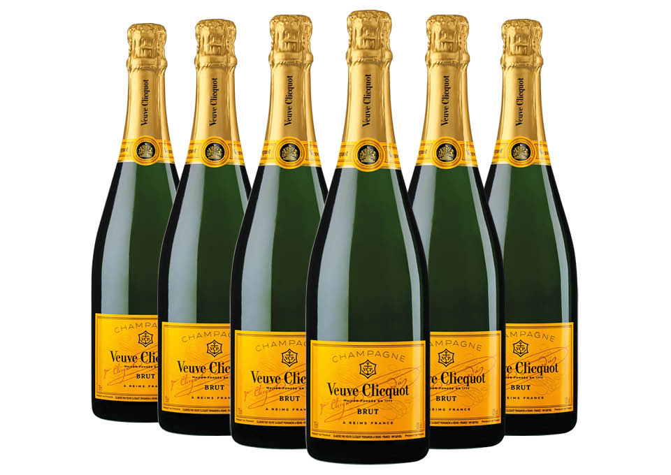 Champagne Brut AOC Yellow Label Veuve Clicquot 6 bouteilles de 0,75 ℓ, En Étui