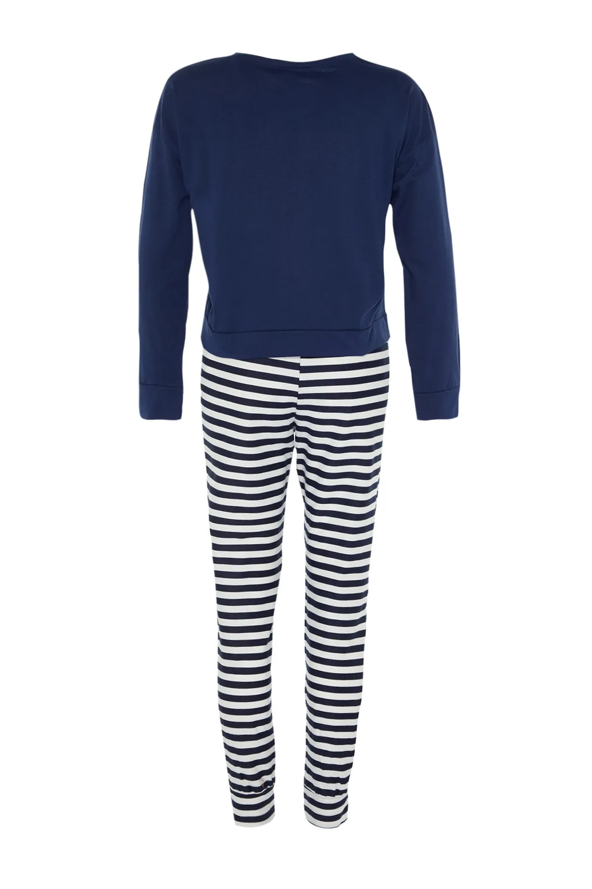 Trendyol Collection  Marineblaues Pyjama-Set aus Baumwolle mit Teddybär-Aufdruck und Jogginghose aus Strick THMAW21PT0302