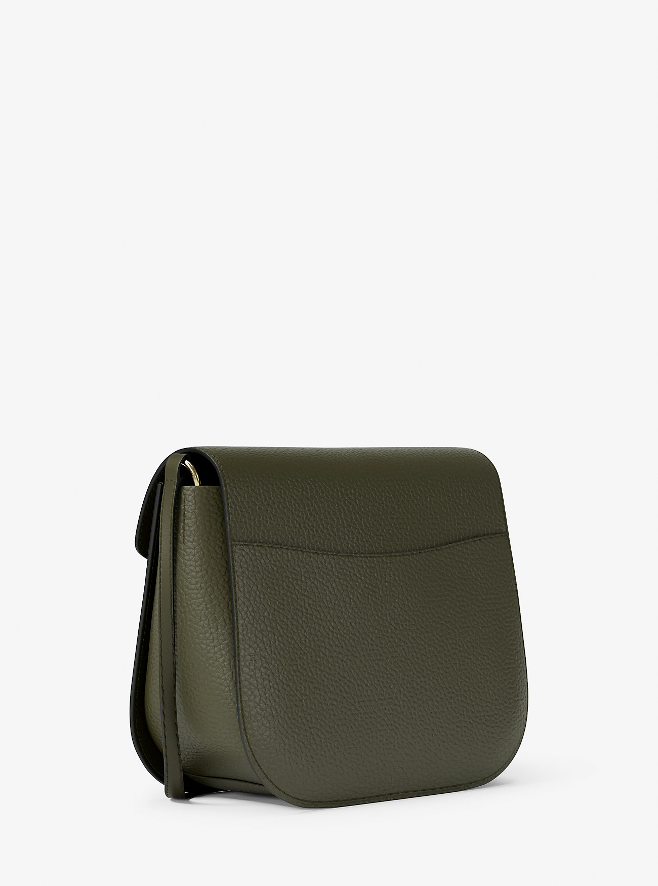 Emilia Liten Pebbled Leather Saddle Skulderveske - IVY