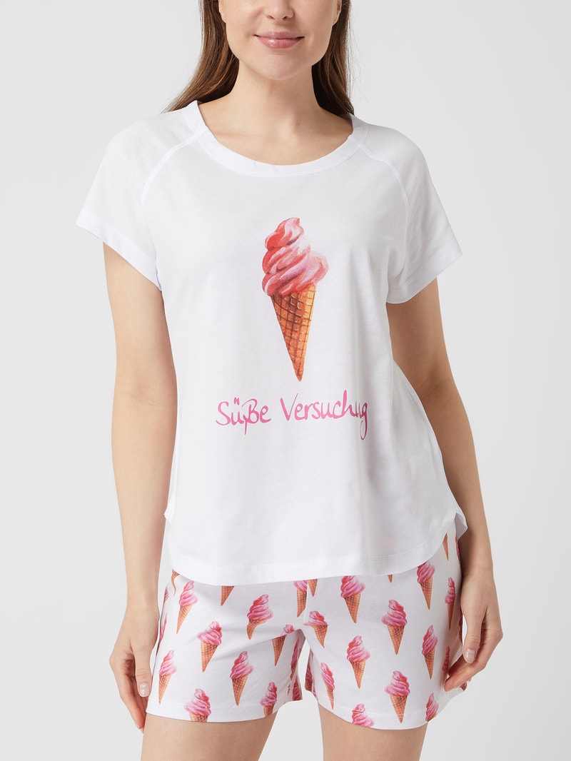 Pyjama mit Prints in weiß