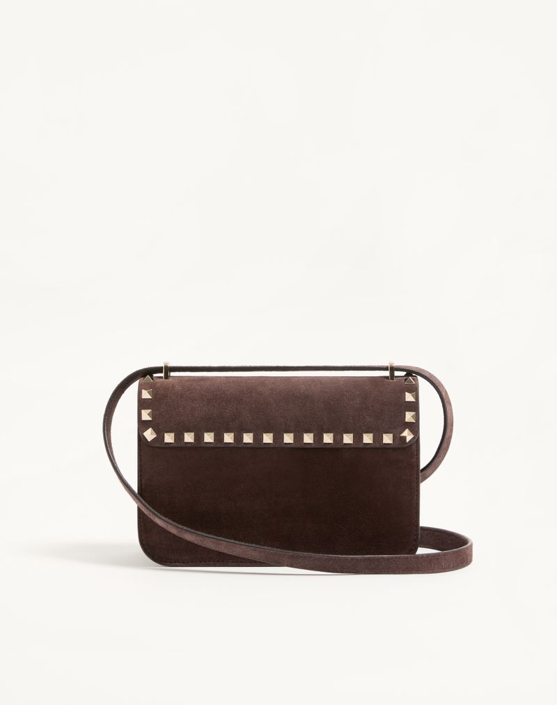 Bolsa de ombro pequena Valentino Garavani Rockstud em camurça