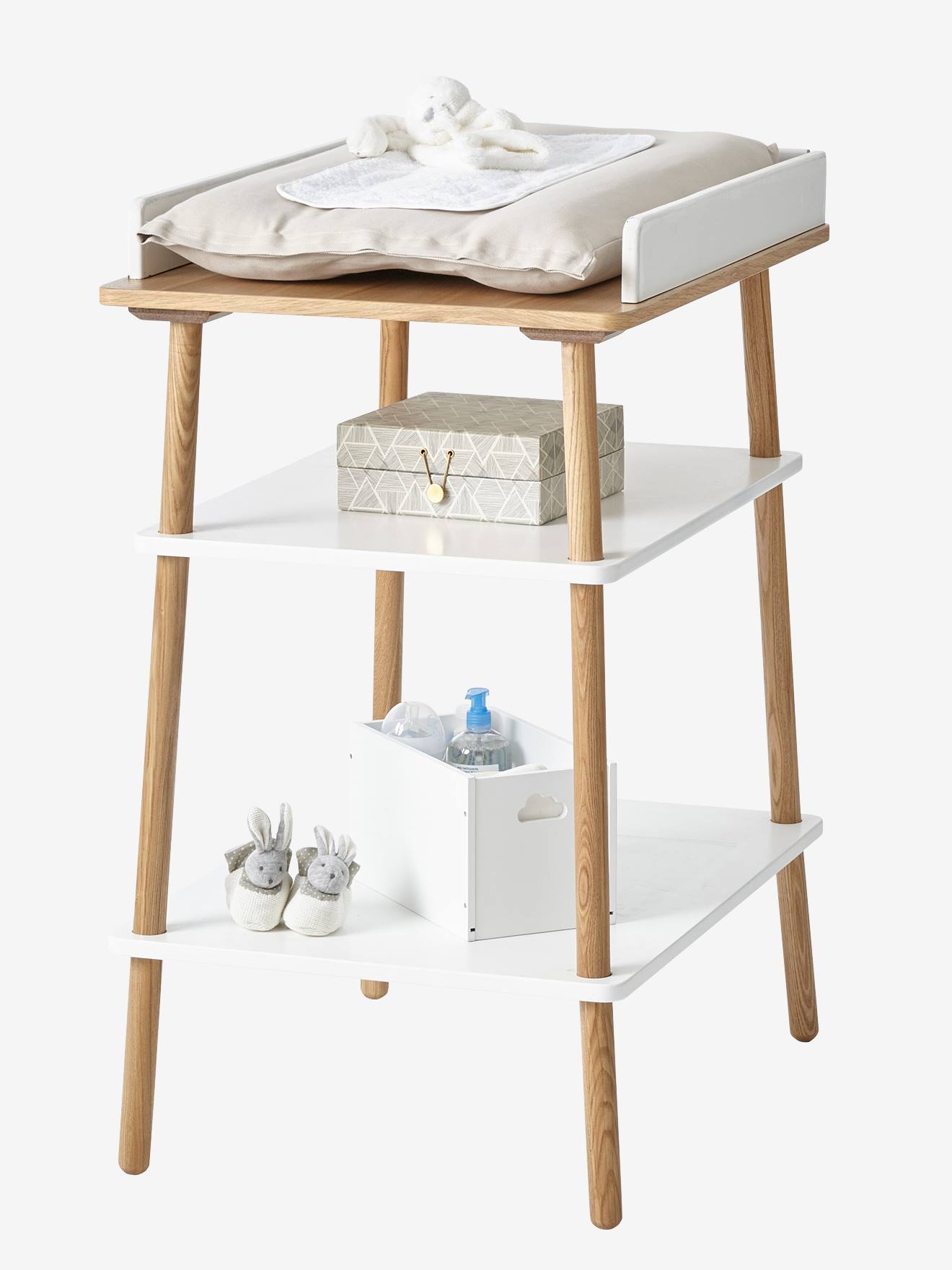 Table à langer LIGNE CONFETTI blanc/bois