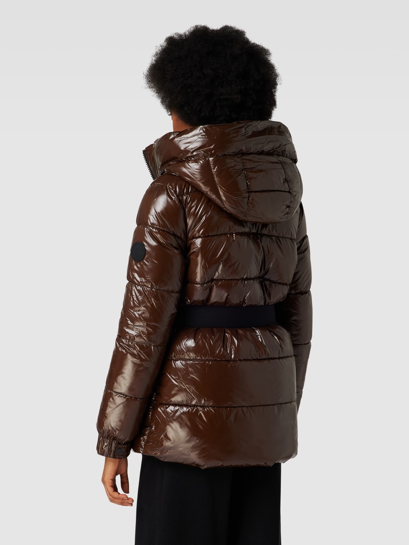 Steppjacke mit Gürtel in schokobraun