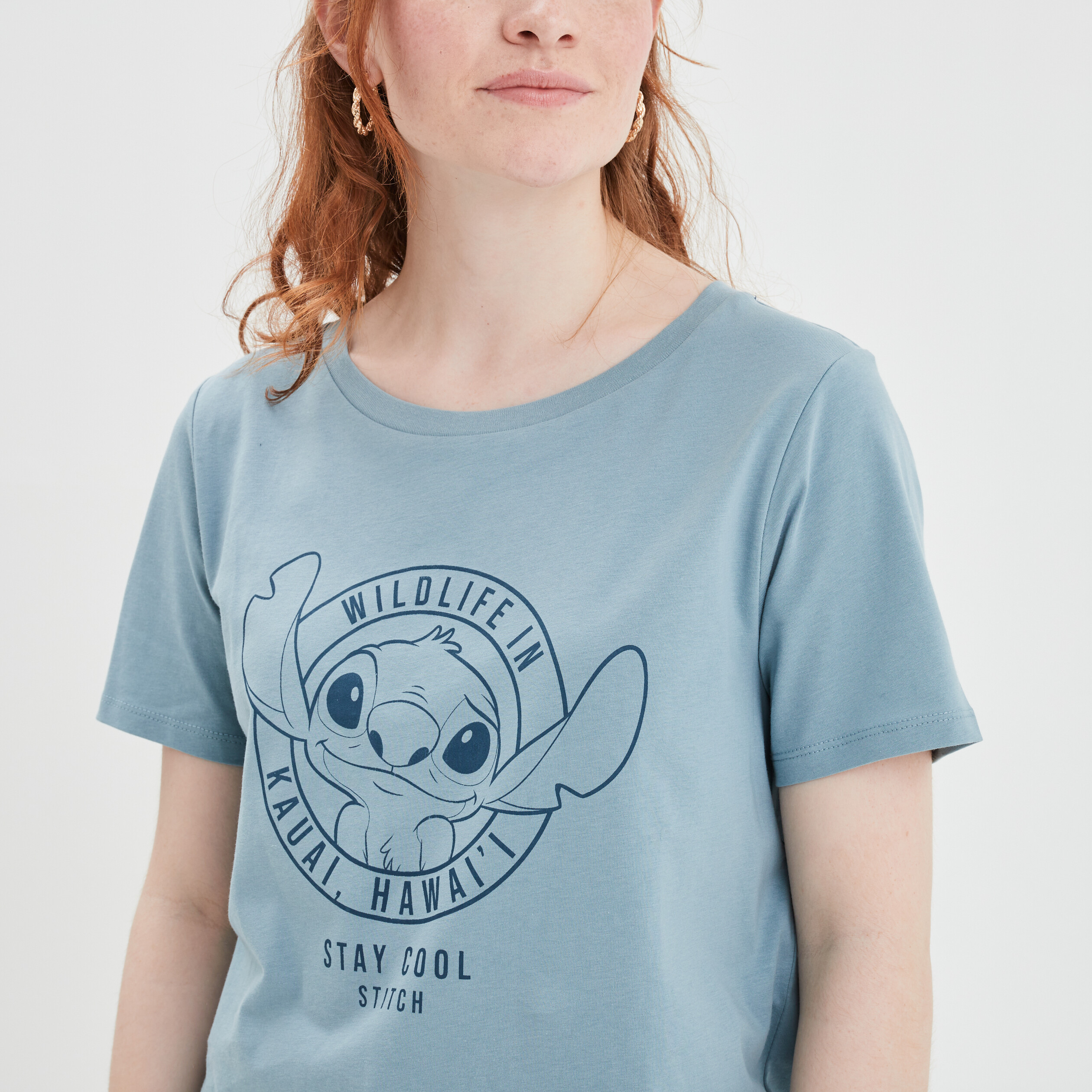 T-shirt droit manches courtes Stitch gris femme | La Halle