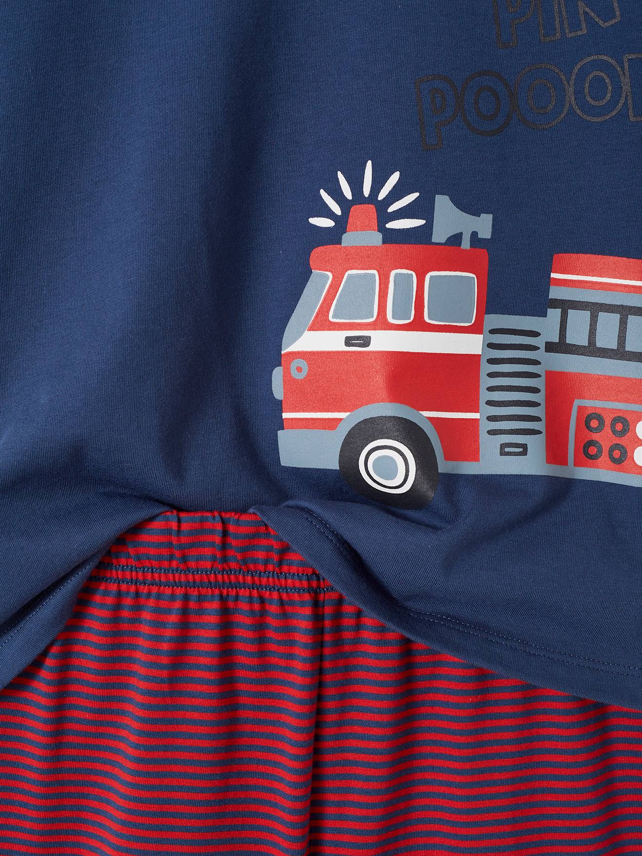 Vertbaudet 2er-Set Jungen Schlafanzüge, lang & kurz Oeko-Tex - dunkelblau feuerwehr