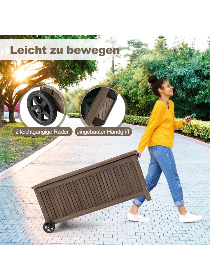 COSTWAY Gartenbox Holz 213L mit Rädern in Braun günstig kaufen onesize