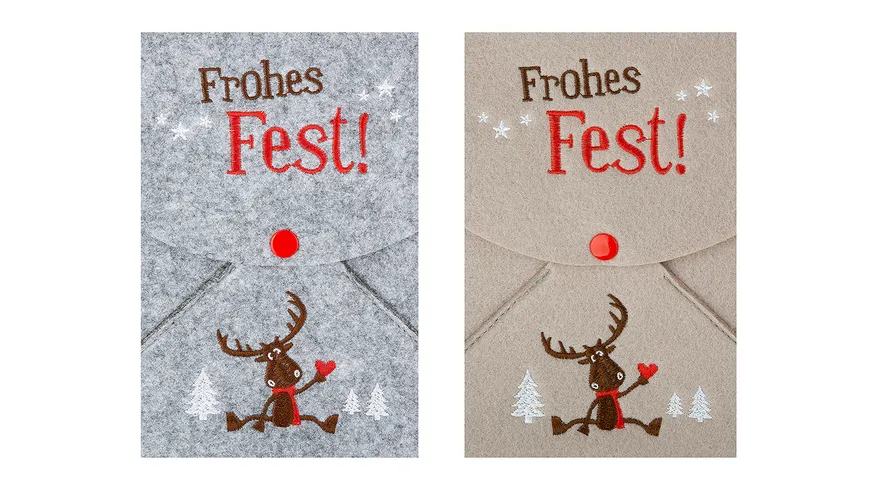 GILDE Filz Geschenkkuvert Hirsch Hannes H=20cm beige, grau