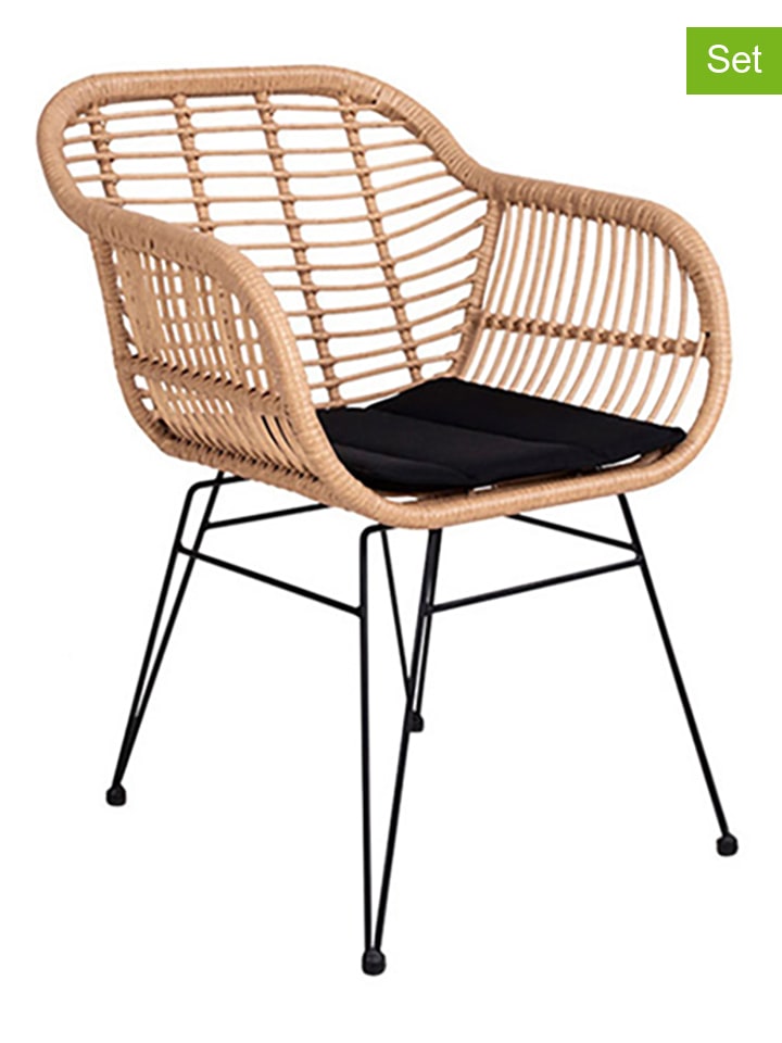 House Nordic 2er-Set: Stühle in Beige/ Schwarz - (B)60 x (H)82 x (T)57 cm günstig kaufen onesize