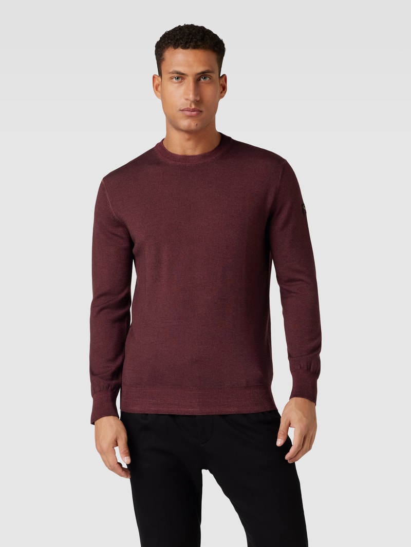 Sweatshirt aus Lanawolle mit Label-Patch in bordeaux rot