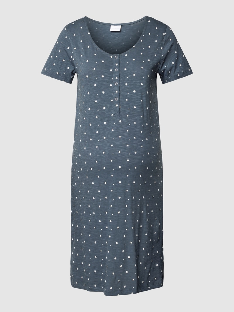 Knielanges Umstands-Kleid mit Motiv-Print Modell 'mira lea star' in bleu