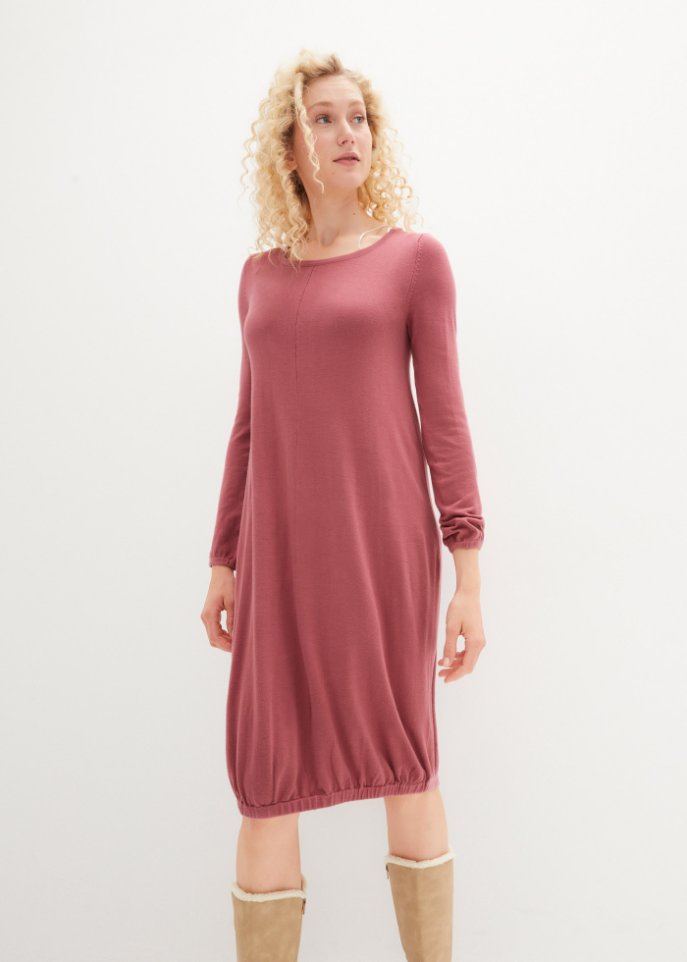 Feinstrickkleid in O-Silhouette, knieumspielend