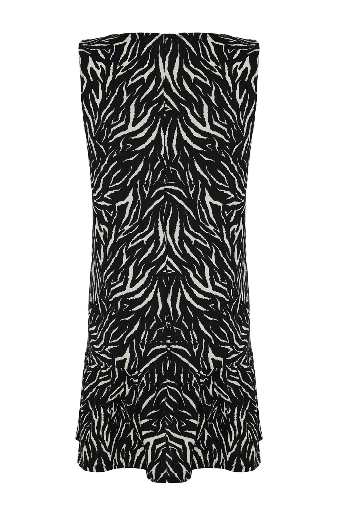 Trendyol Collection  Schwarzes Strickkleid mit Zebramuster TWOSS22EL0794