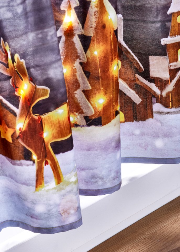 LED Scheibengardine mit Winterlandschaft