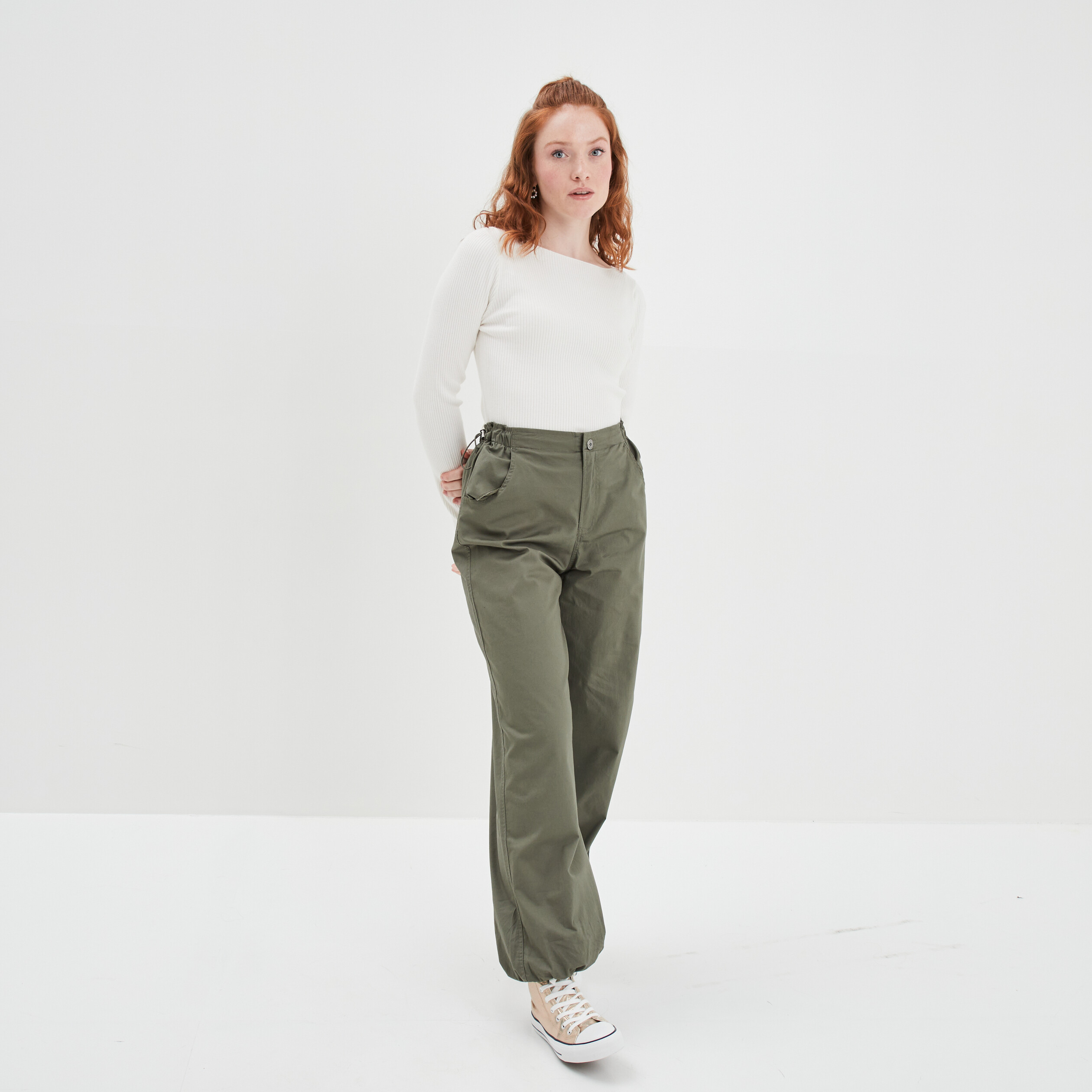 Pull côtelé court col bateau Creeks blanc femme | La Halle