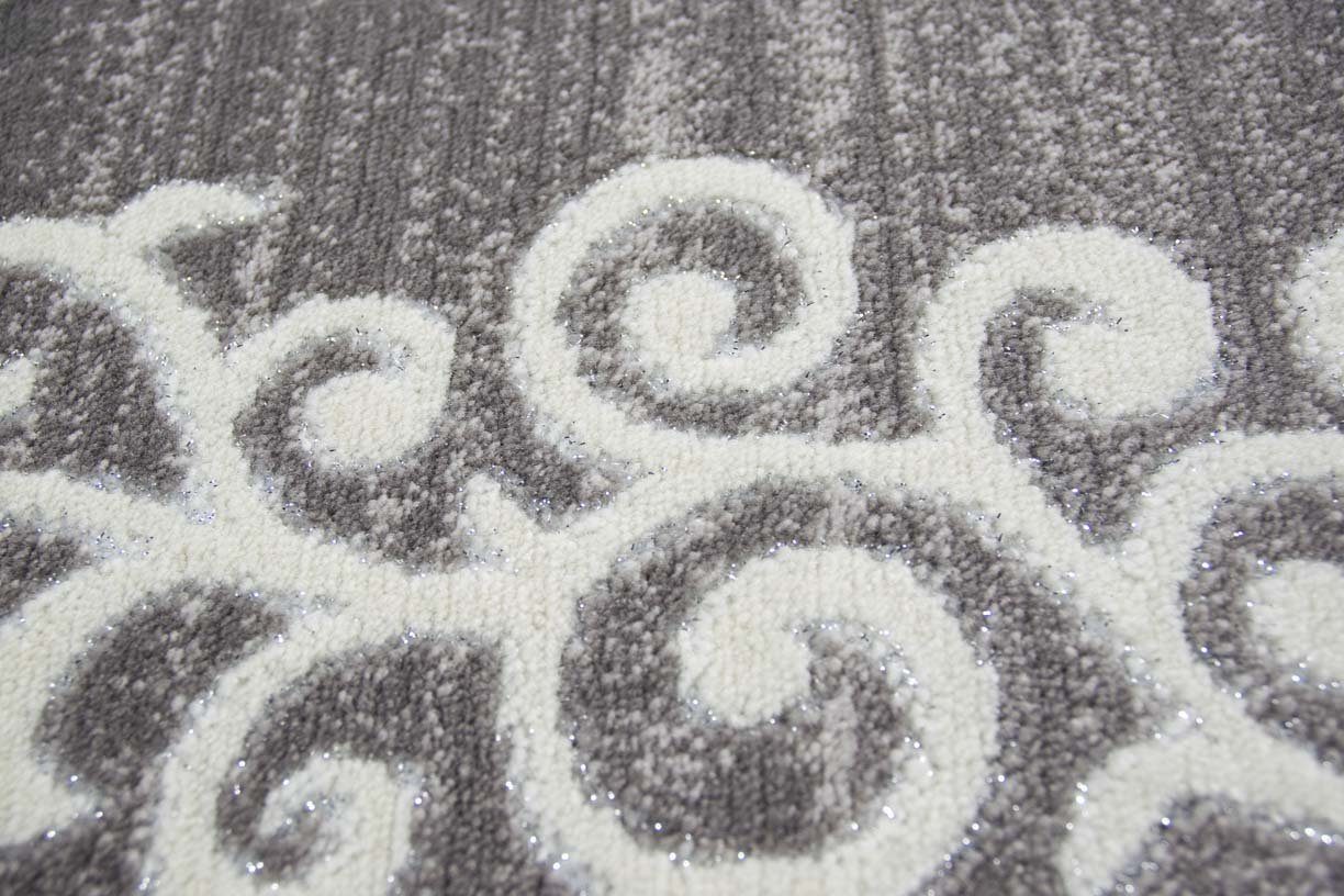 Teppich Moderner Teppich Designer Teppich Orientteppich mit Glitzer Wohnzimmer Teppich mit Floral Muster Meliert in Grau Creme, Teppich-Traum, rechteckig, Höhe: 12 mm