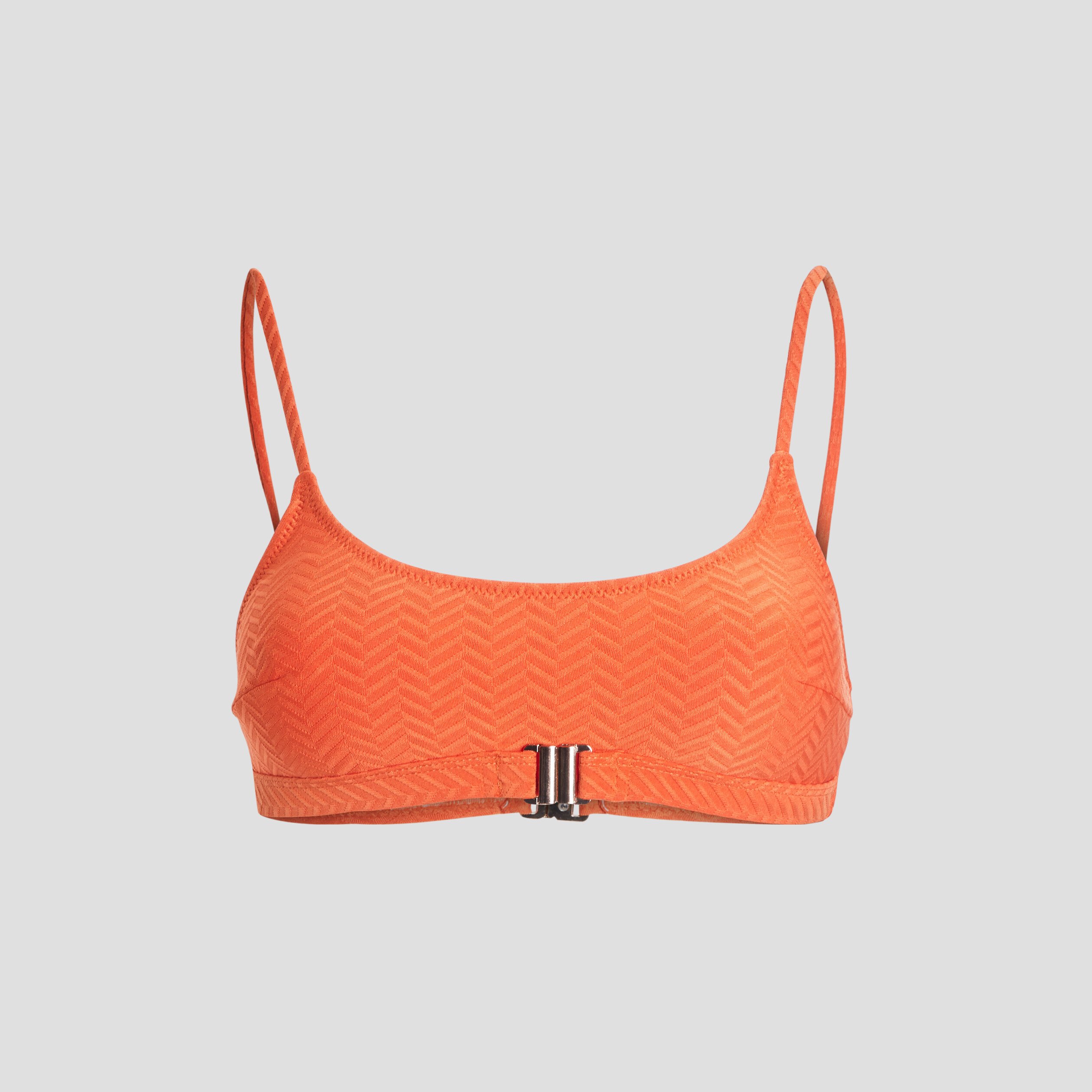 Haut de maillot de bain texturé orange femme | La Halle