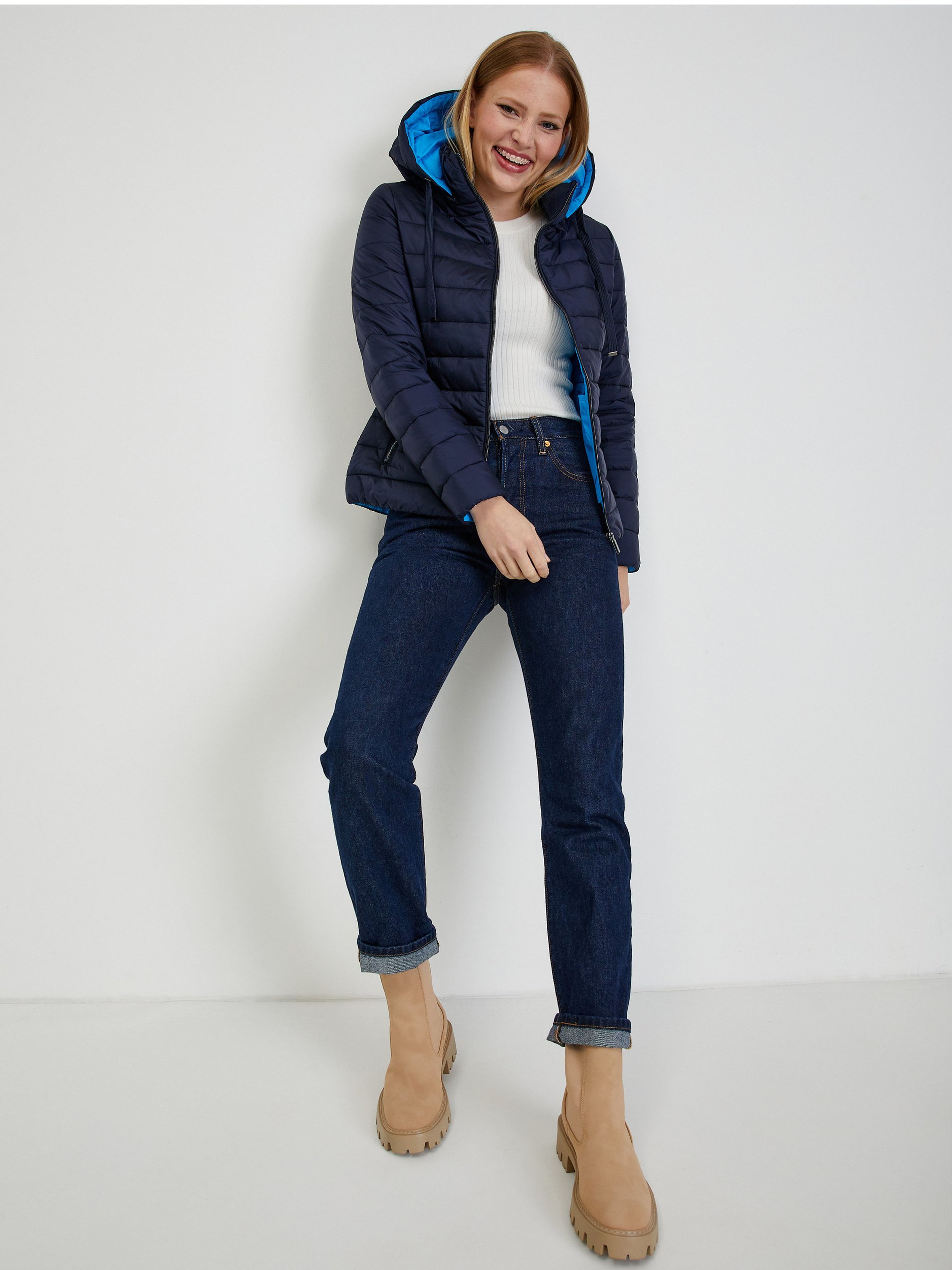 Dunkelblaue Damen-Winter-Steppjacke ORSAY
