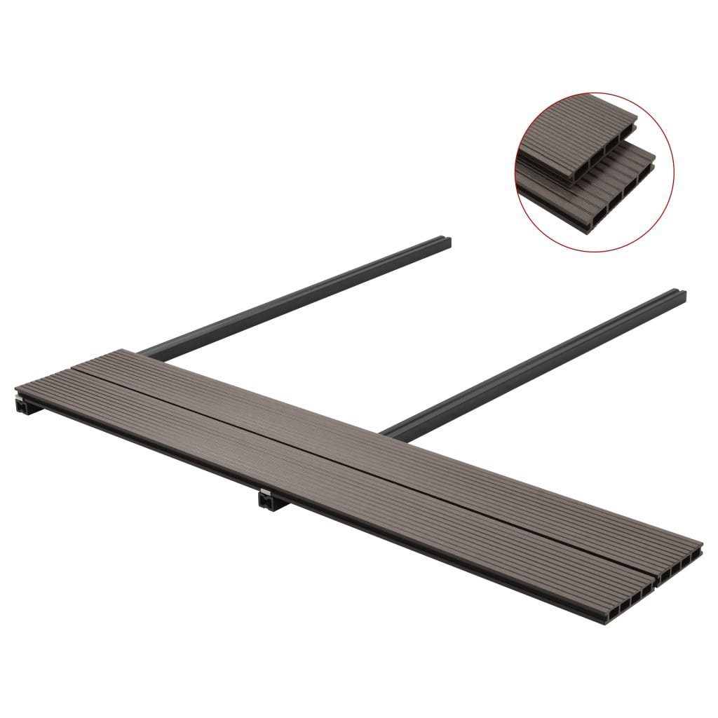 Teppichboden WPC Hohlkammer Terrassendielen + Zubehör 20m² 2,2m Dunkelbraun, vidaXL, Höhe: 2.5 mm
