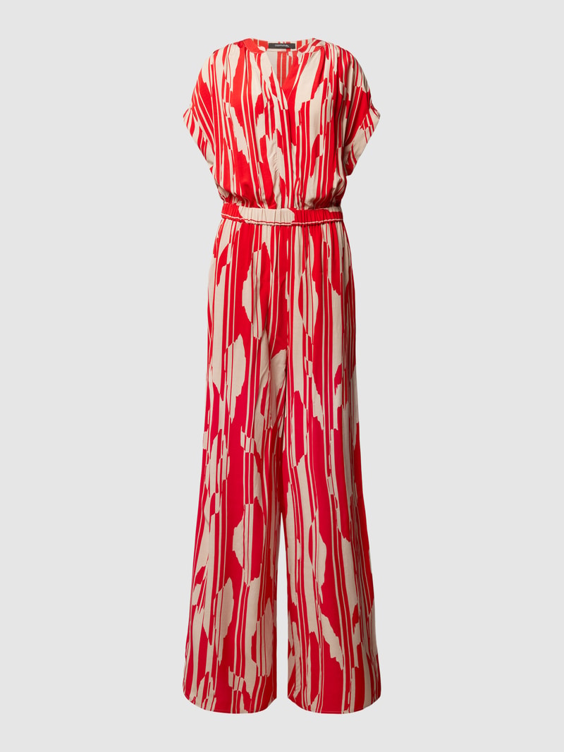 Jumpsuit aus Viskose mit Allover-Muster in rot