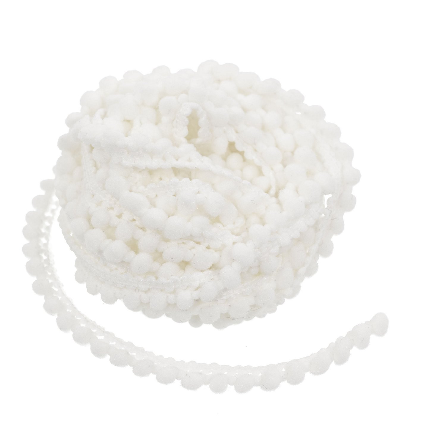 Pompon-Borte, weiß, 8 mm, 5 m