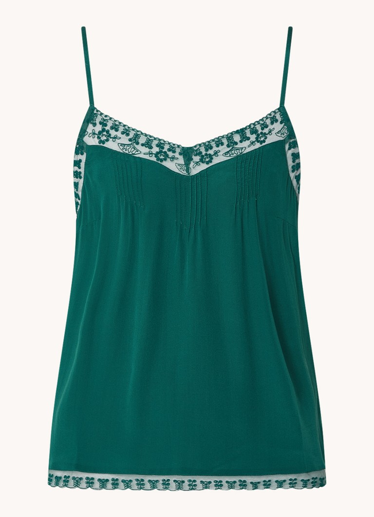 Gerard Darel Clara zīda spageti tops ar mežģīnēm