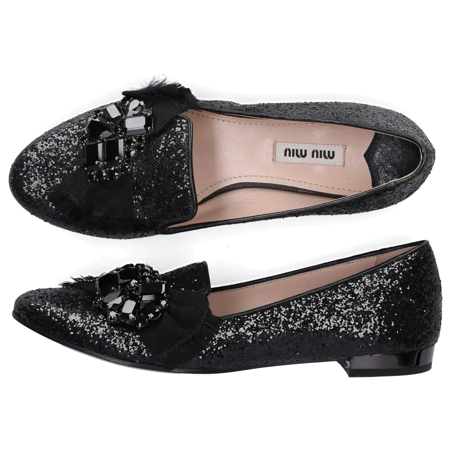 Miu Miu - Loafer Glitter - schwarz