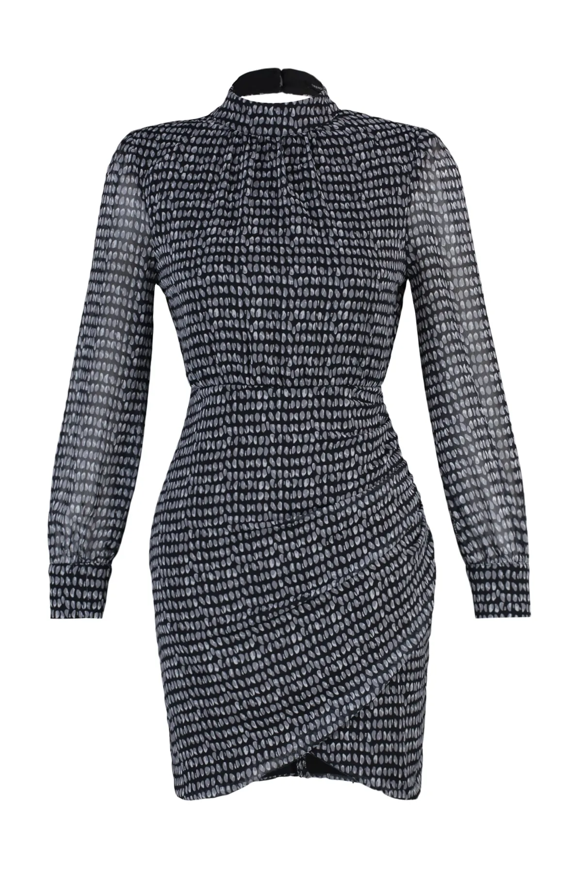 Trendyol Collection  Schwarzes Webkleid mit hohem Kragen TWOAW23EL01482