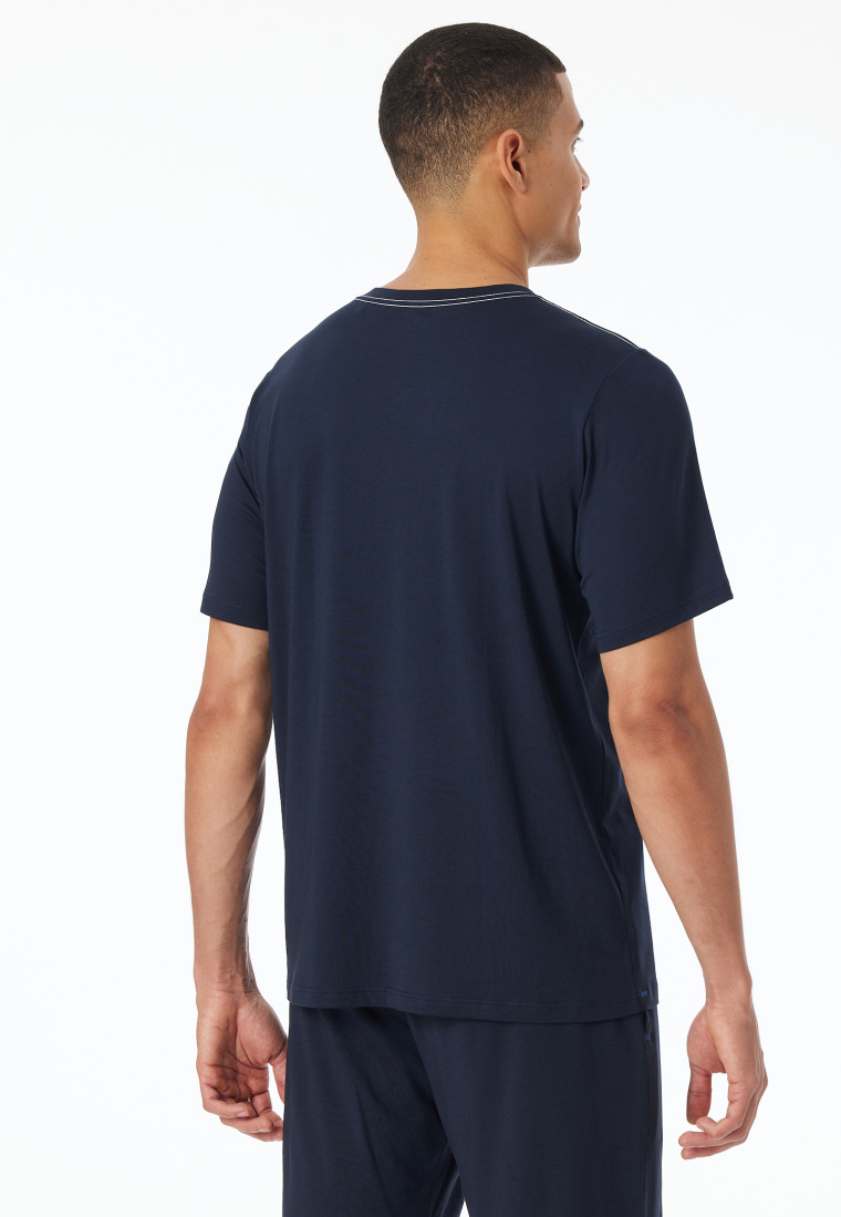 Shirt kurzarm V-Ausschnitt nachtblau - Mix+Relax