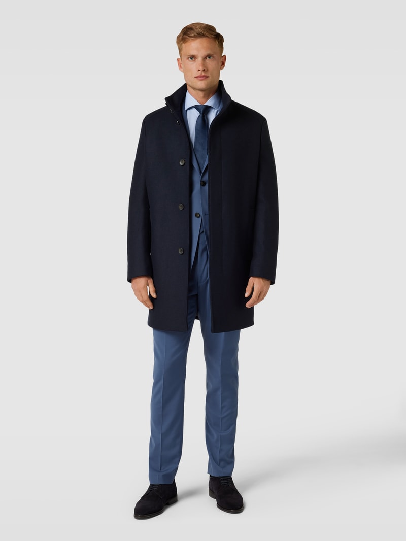 Kurzmantel mit verdeckter Knopfleiste Modell 'Show' in marineblau