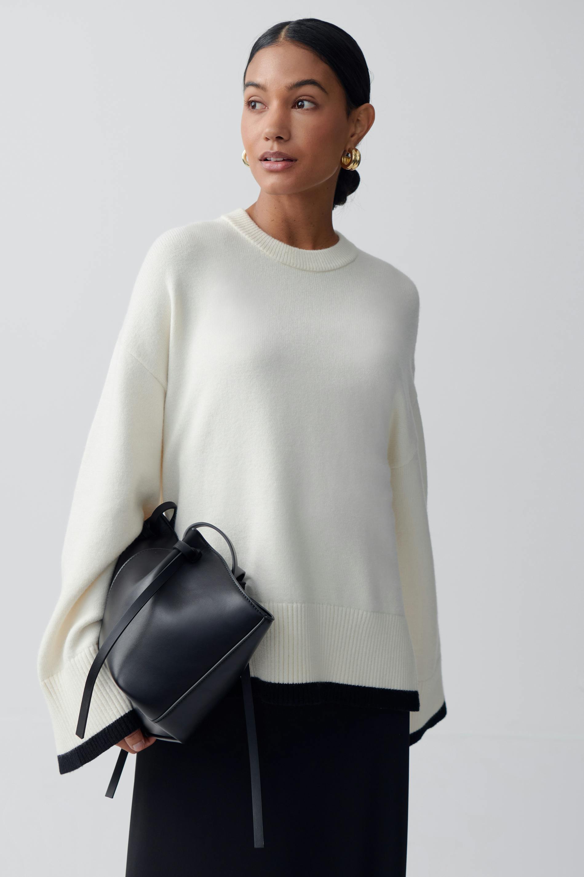 Contrast knit sweater