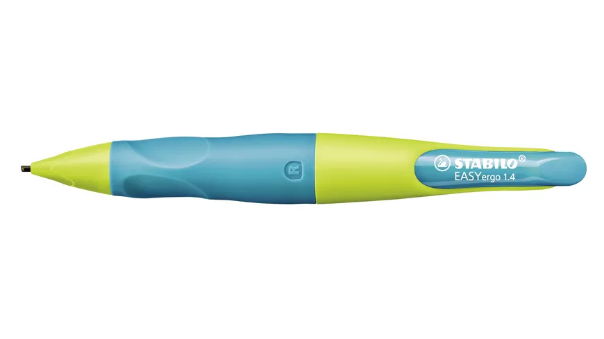 STABILO® EASYergo 1.4 Druck-Bleistift für Rechtshänder in neonlimonengrün/aquamarin inklusive 3 dünner Minen - Härtegrad HB