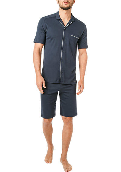 HANRO, Pyjama, Baumwolle, dunkelblau