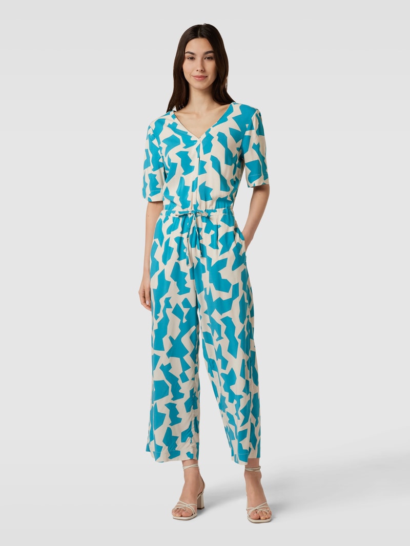 Jumpsuit aus Viskose mit Tunnelzug in petrol
