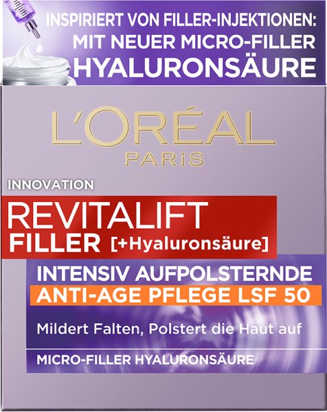 L'Oréal Paris Revitalift Filler [+Hyaluronsäure] Intensiv Aufpolsternde Anti-Age Tagescreme LSF 50 Gesichtscreme