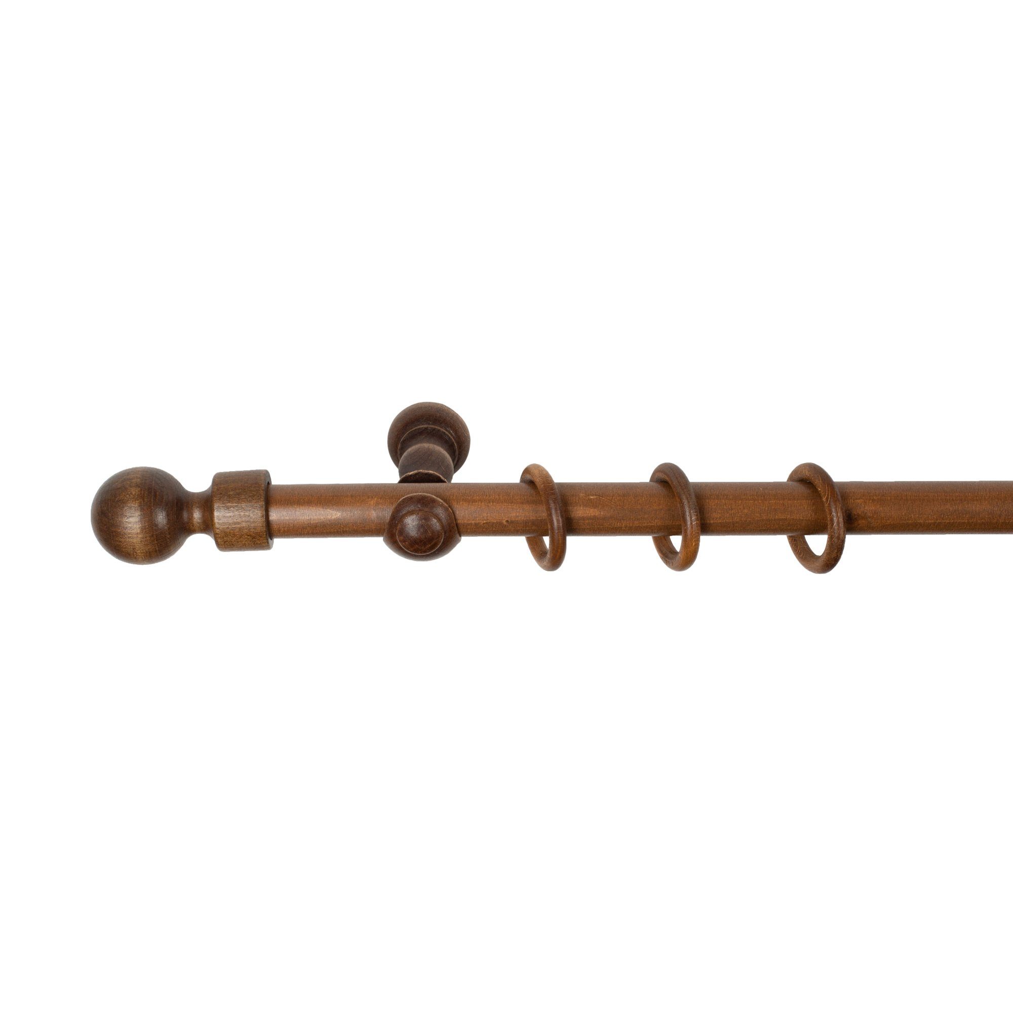 Gardinenstange Giro, Offenträger, SN DECO GROUP, Ø 28 mm, 1-läufig, fixmaß, Verschraubt, Holz, Komplettset mit Ringen