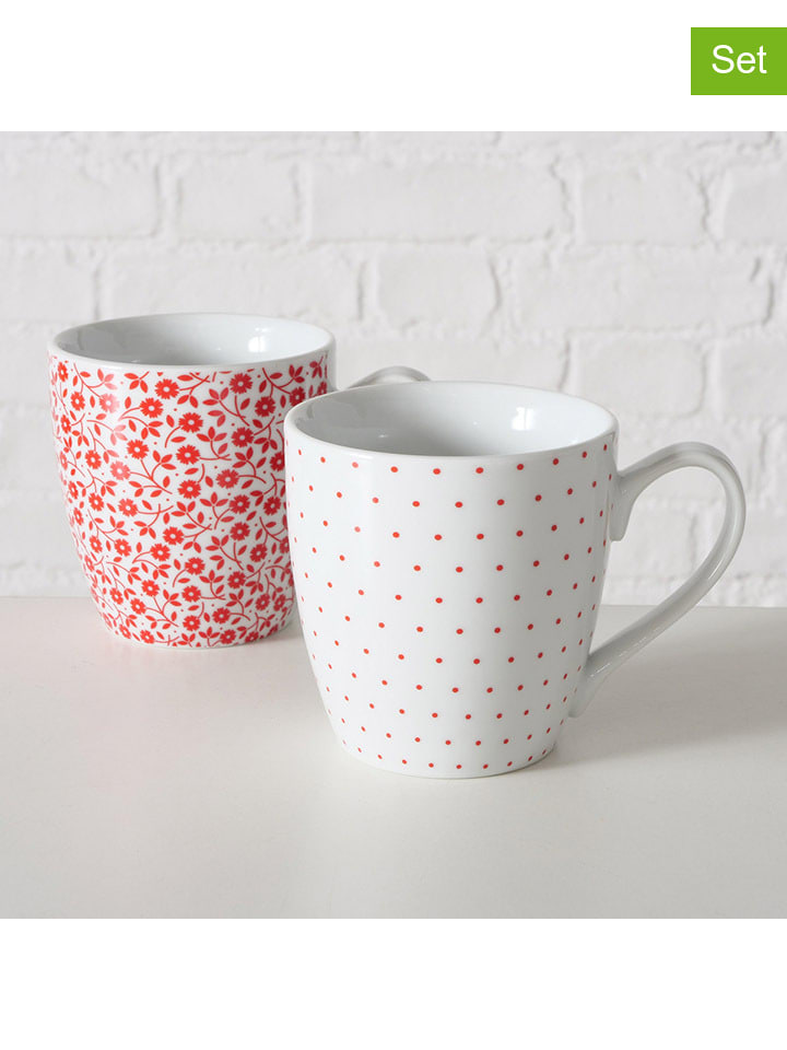 Boltze 2er-Set: Jumbotassen in Weiß/ Rot - 480 ml günstig kaufen onesize