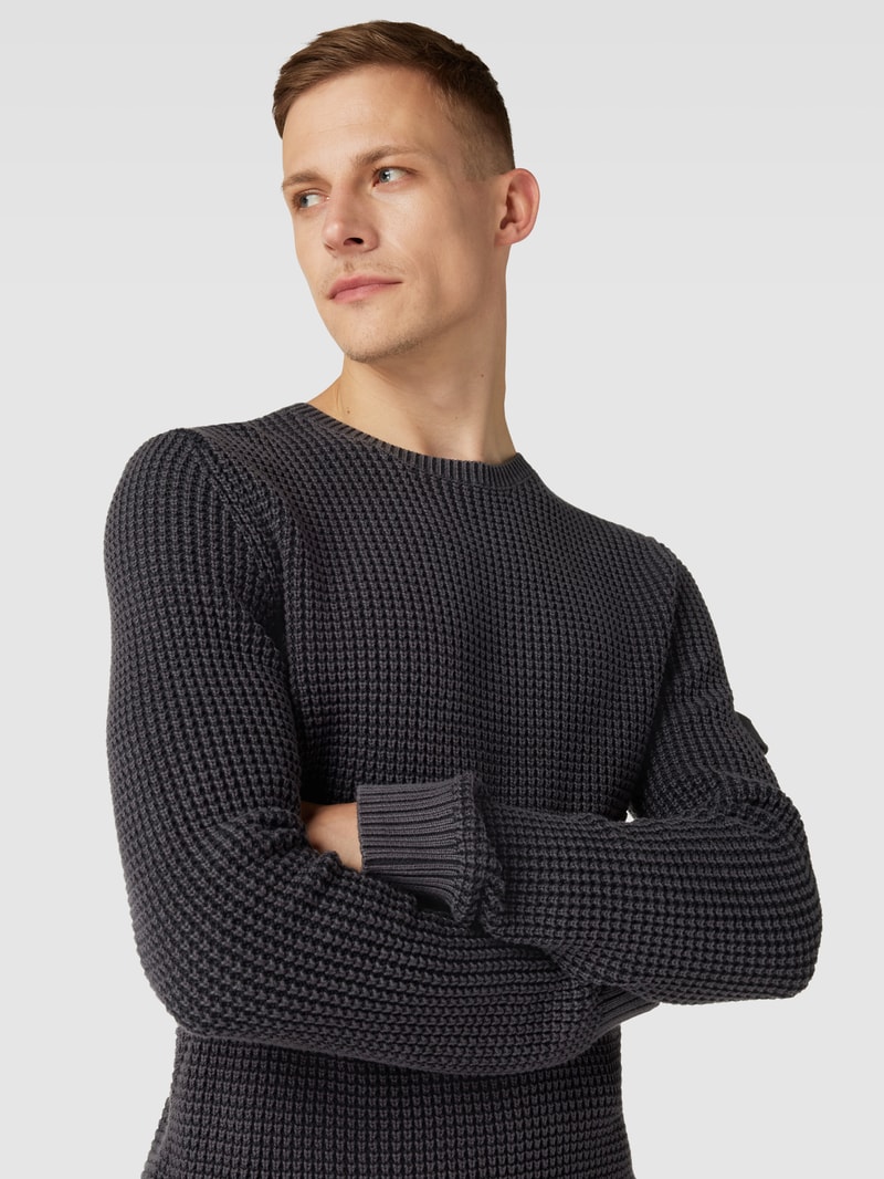 Strickpullover mit Label-Detail Modell 'Hadriano' in schwarz