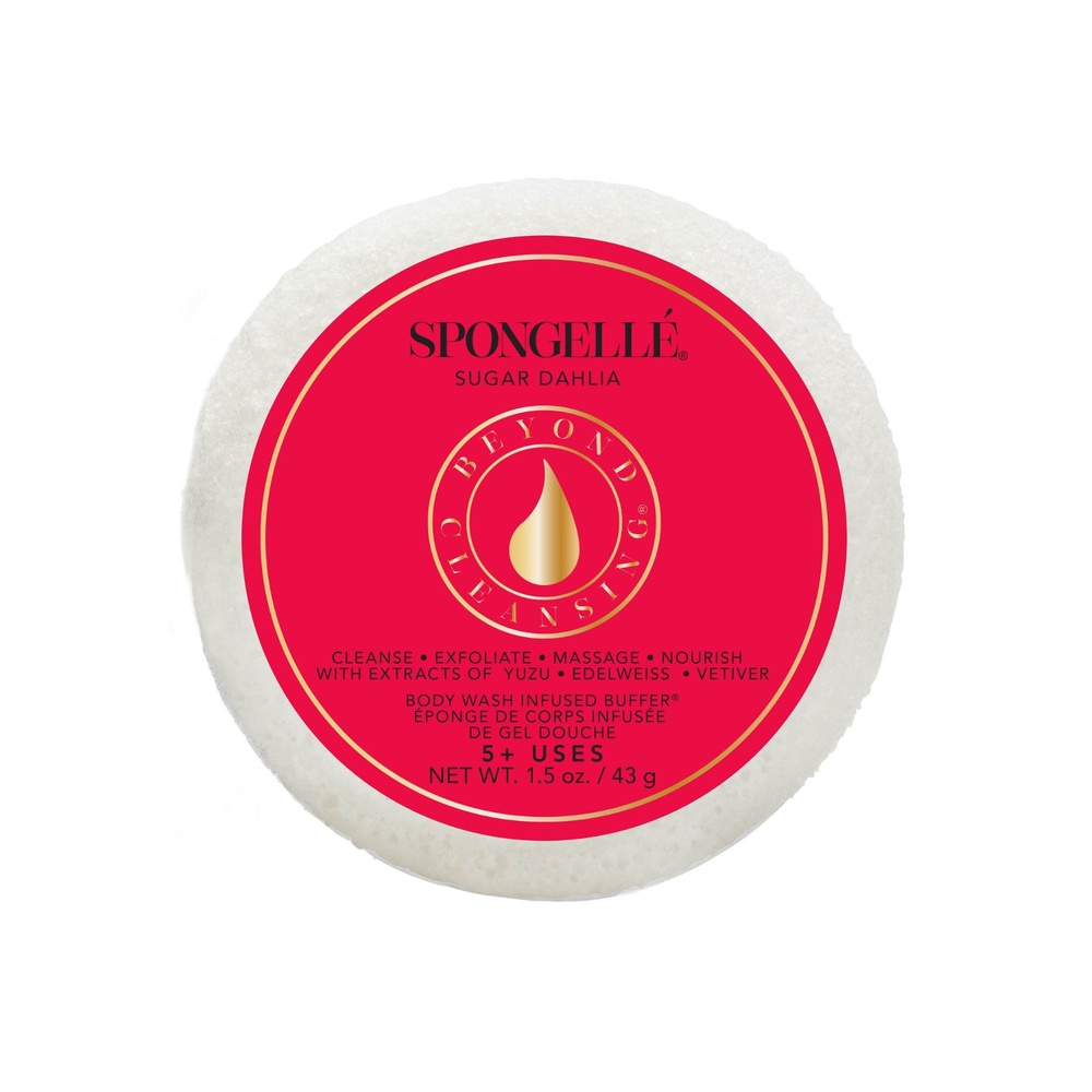 spongelle Travel Size Spongette - SUGAR DAHLIA Eponge de corps infusée de gel douche -Format voyage