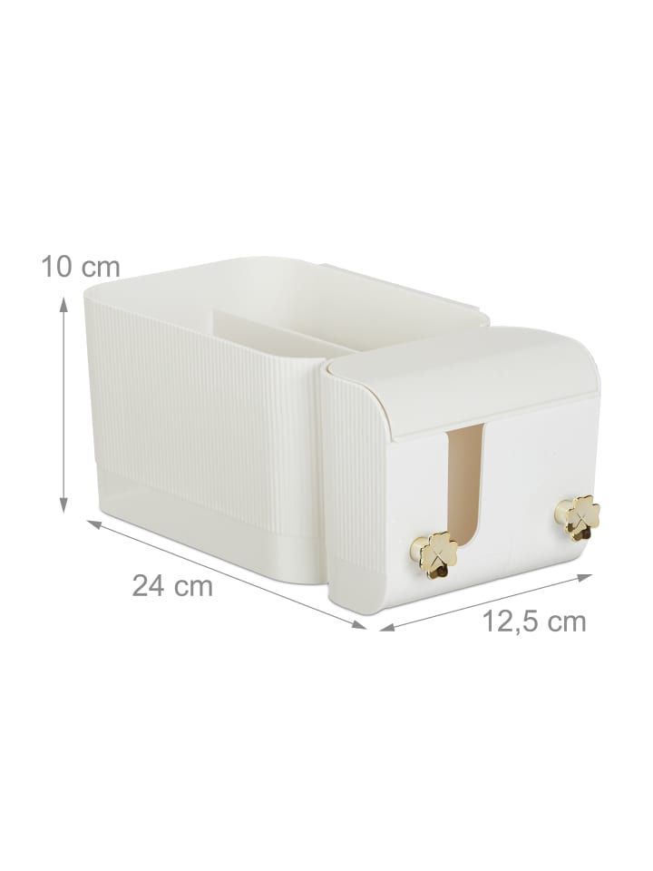 relaxdays Kosmetik Organizer in Weiß/ Gold - (B)24 x (H)10 x (T)12,5 cm günstig kaufen onesize
