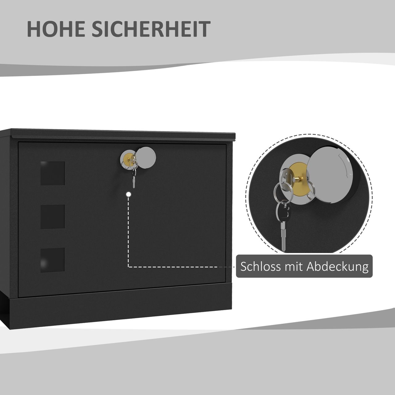 HOMCOM Briefkasten mit Zeitungsfach, Postkasten aus Metall mit 2 Schlüssel
