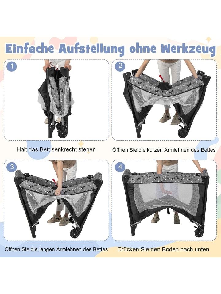 COSTWAY 4 in 1 Beistellbett in Grau günstig kaufen 102 cm