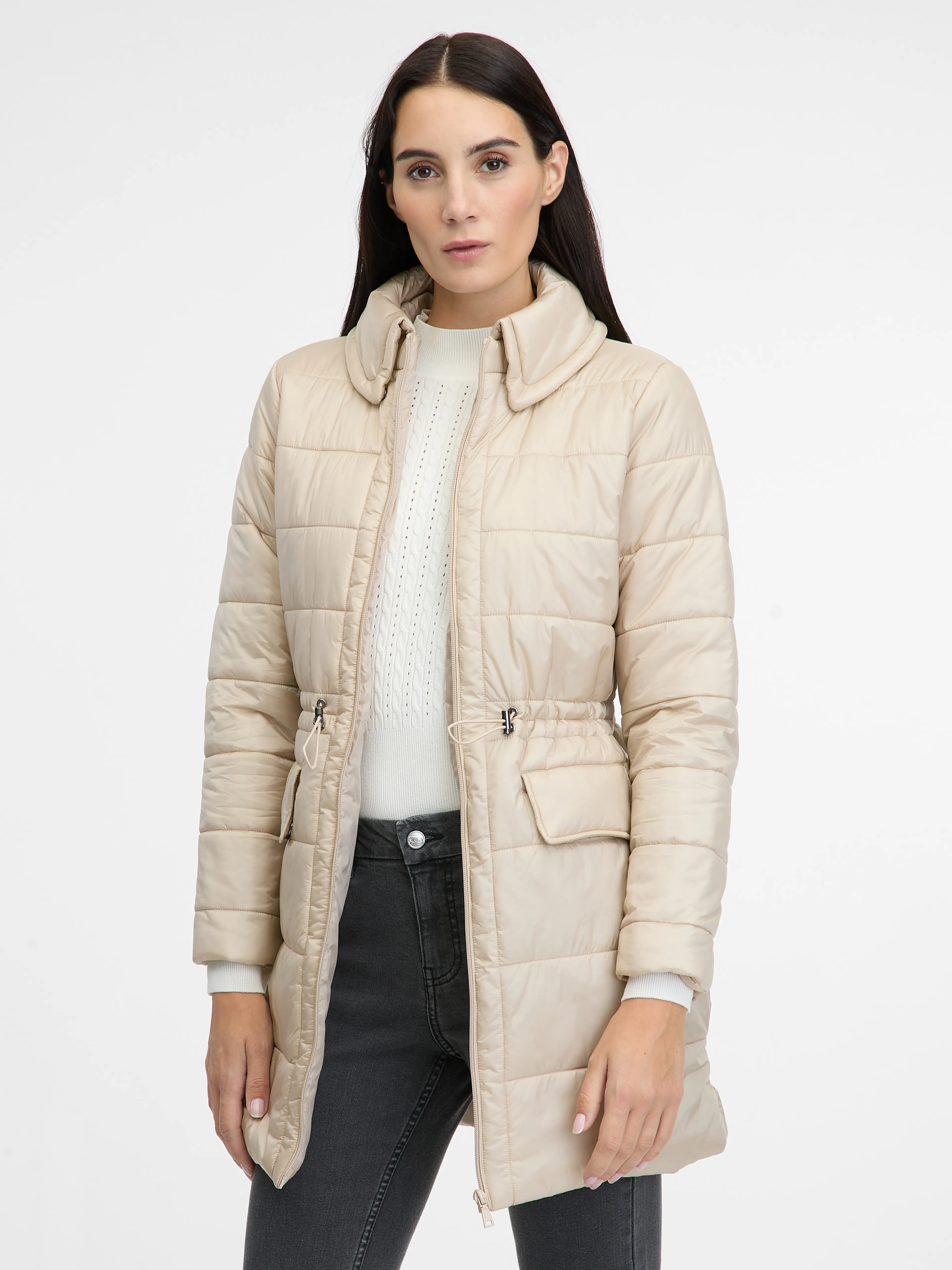 Cremefarbene Damen-Winterjacke ORSAY