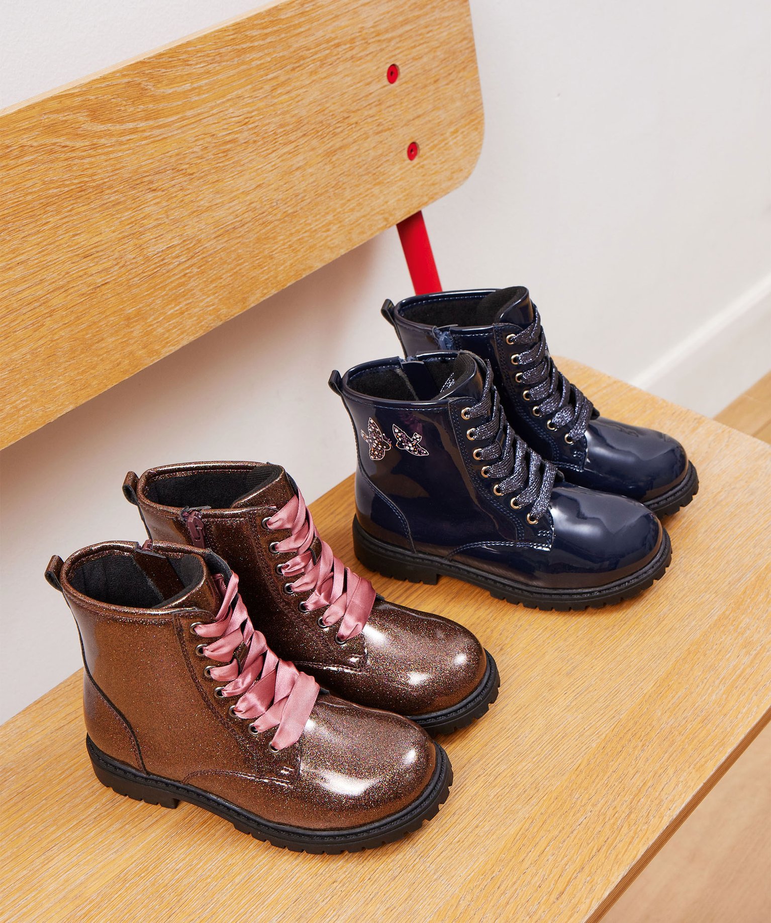 Boots vernis fille avec motifs oiseaux du 25 au 30 marine | GEMO